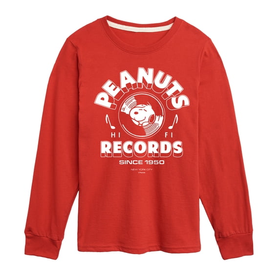 Peanuts - Records Snoopy Vinyl Boys' Long Sleeve Graphic T-Shirt