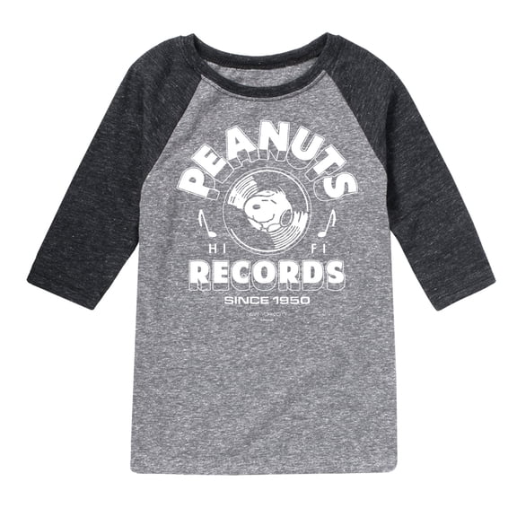 Peanuts - Records Snoopy Vinyl - Toddler & Youth Raglan Graphic T-Shirt