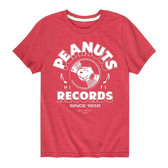 Peanuts - Records Snoopy Vinyl - Toddler & Youth Short Sleeve Graphic T-Shirt