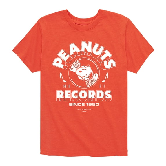 Peanuts - Records Snoopy Vinyl - Toddler & Youth Short Sleeve Graphic T-Shirt