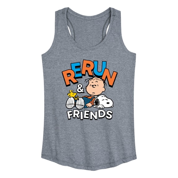Peanuts - Rerun And Friends -Women's Graphic Racerback Tank Top Graphic Racerback Tank