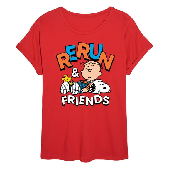 Peanuts - Rerun And Friends -Womens Oversized Graphic T-Shirt