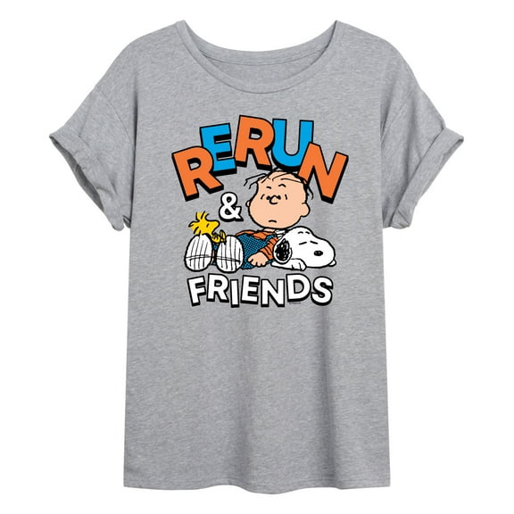 Peanuts - Rerun And Friends -Womens Oversized Graphic T-Shirt