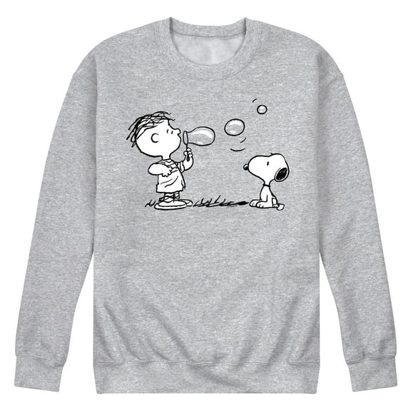 Peanuts - Rerun And Snoopy Bubbles - Men's Crew Neck Fleece Pullover