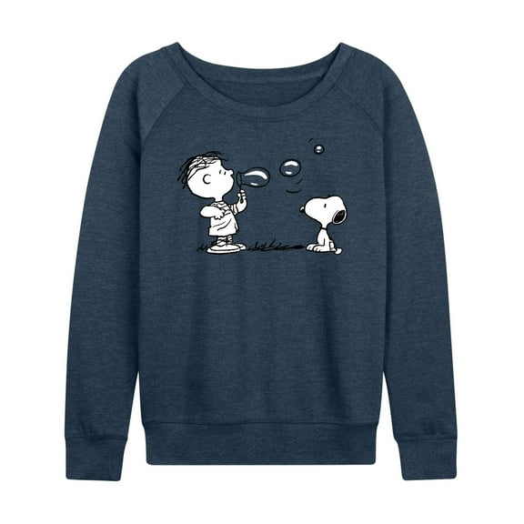 Peanuts - Rerun And Snoopy Bubbles - Women's Lightweight French Terry Long Sleeve Shirt