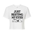 thumbnail image 1 of Peanuts - Resting My Eyes Snoopy - Juniors Cropped Cotton Blend T-Shirt, 1 of 6