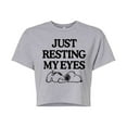 thumbnail image 1 of Peanuts - Resting My Eyes Snoopy - Juniors Cropped Cotton Blend T-Shirt, 1 of 6