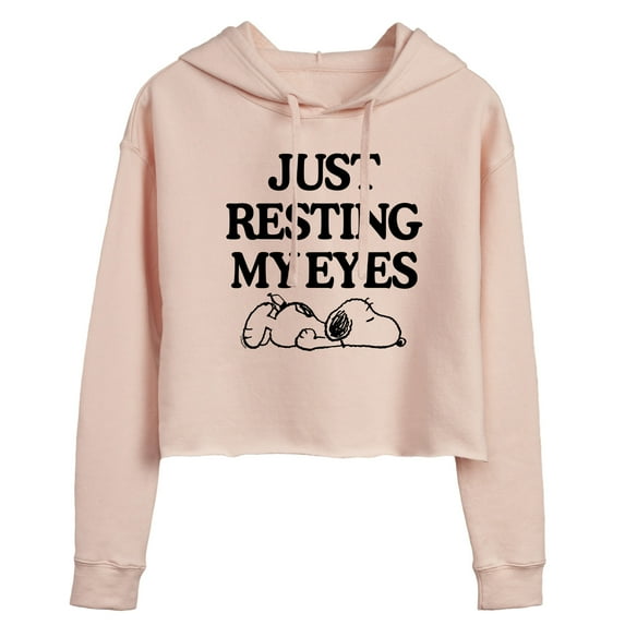 Peanuts - Resting My Eyes Snoopy - Juniors Cropped Pullover Hoodie