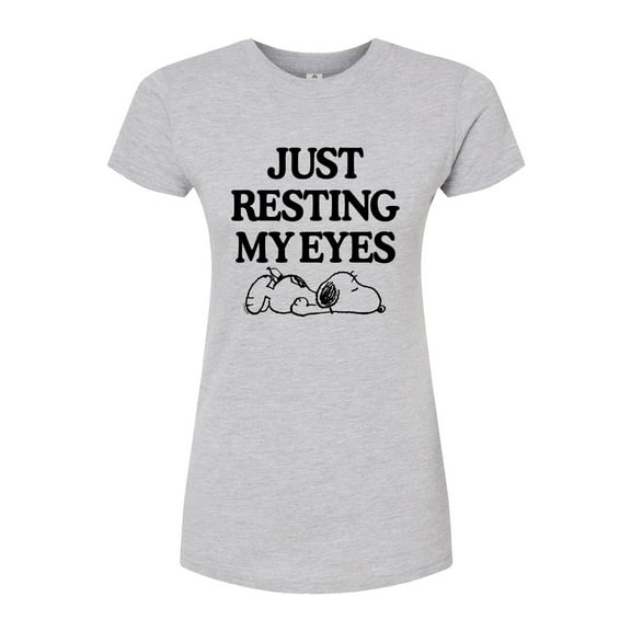 Peanuts - Resting My Eyes Snoopy - Juniors Fitted Graphic T-Shirt