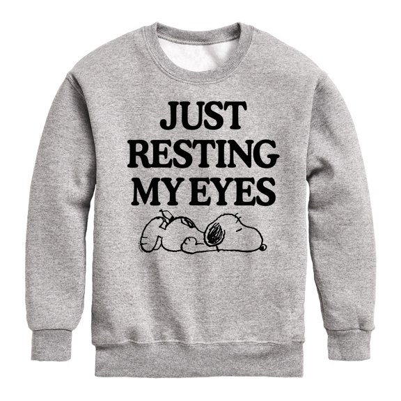 Peanuts - Resting My Eyes Snoopy - Toddler & Youth Crewneck Fleece Sweatshirt