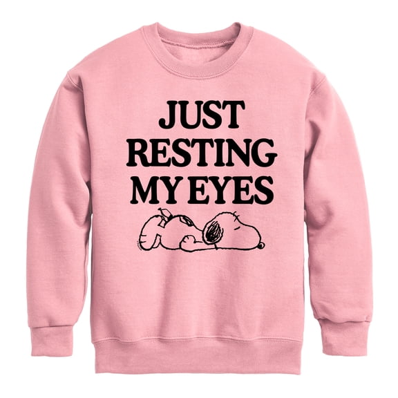 Peanuts - Resting My Eyes Snoopy - Toddler & Youth Crewneck Fleece Sweatshirt