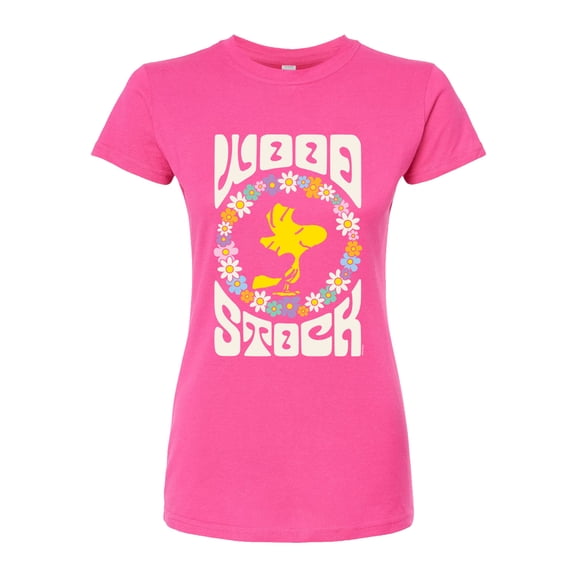 Peanuts - Retro Floral Woodstock - Juniors Fitted Graphic T-Shirt