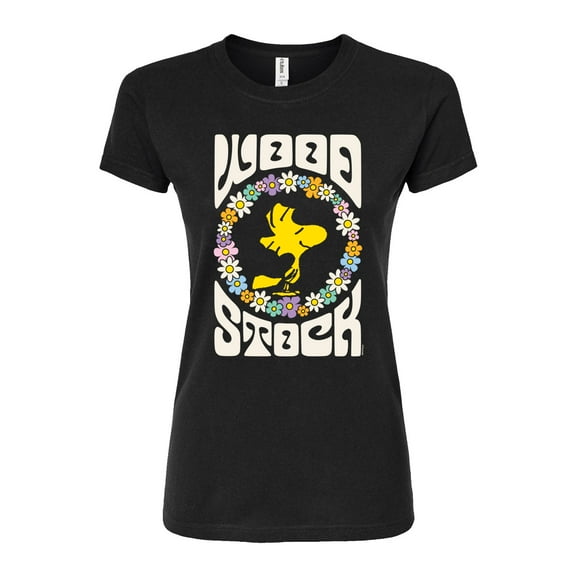 Peanuts - Retro Floral Woodstock - Juniors Fitted Graphic T-Shirt