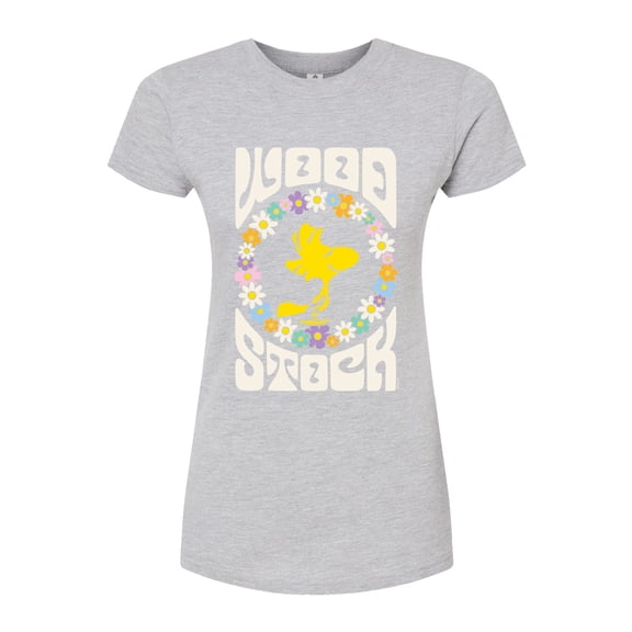 Peanuts - Retro Floral Woodstock - Juniors Fitted Graphic T-Shirt