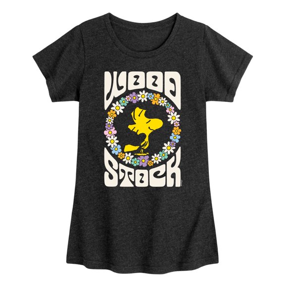 Peanuts - Retro Floral Woodstock - Toddler & Youth Girls Short Sleeve Graphic T-Shirt