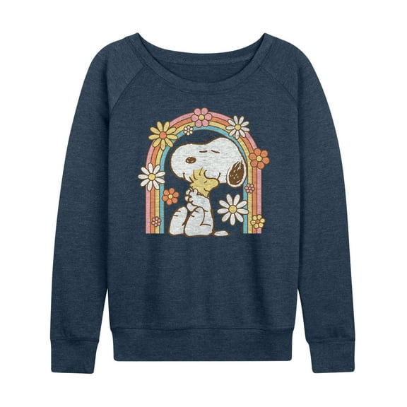Peanuts - Retro Flower Rainbow - Women's Lightweight French Terry Long Sleeve Shirt