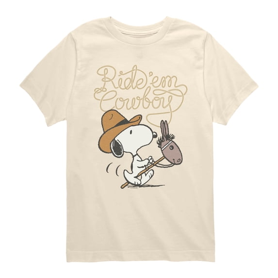 Peanuts - Ride Em Cowboy - Youth Boys Short Sleeve Graphic T-Shirt