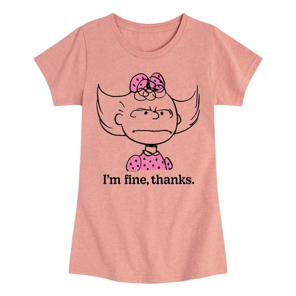 Peanuts - Sally Fine Thanks - Toddler & Youth Girls Short Sleeve Graphic T-Shirt