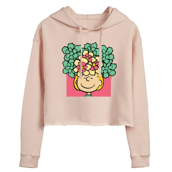 Peanuts - Sally Flowers - Juniors Cropped Pullover Hoodie
