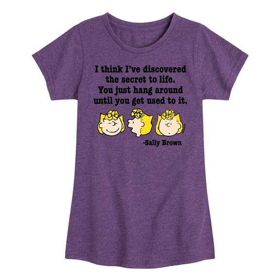 Peanuts - Sally Secret To Life - Toddler And Youth Girls Short Sleeve Graphic T-Shirt