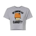 thumbnail image 1 of Peanuts - Say Candy Art - Juniors Cropped Cotton Blend T-Shirt, 1 of 6