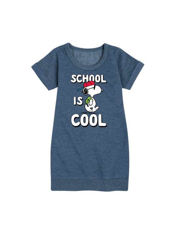 - School Is Cool Girls' Graphic Short Sleeve Fleece Dress