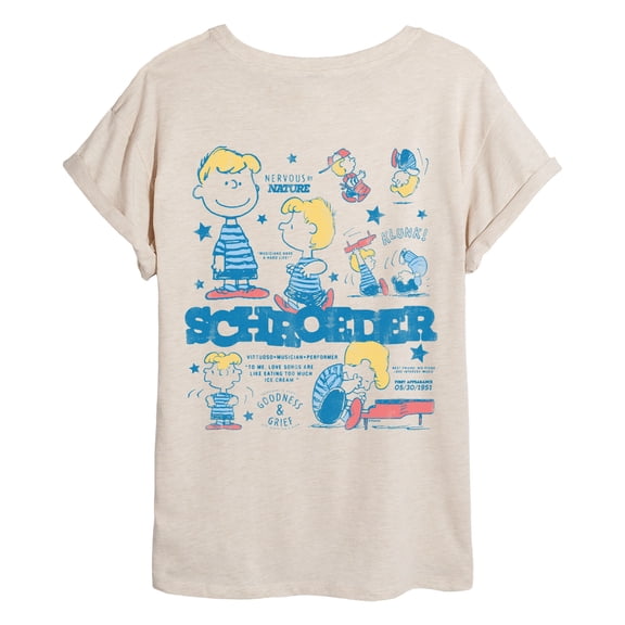 Peanuts - Schroeder Collage - Juniors Oversized Graphic T-Shirt