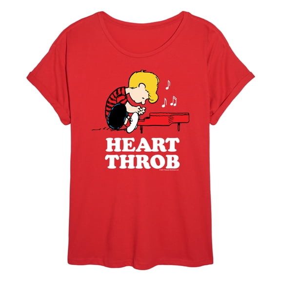 Peanuts - Schroeder Heart Throb - Juniors Oversized Graphic T-Shirt