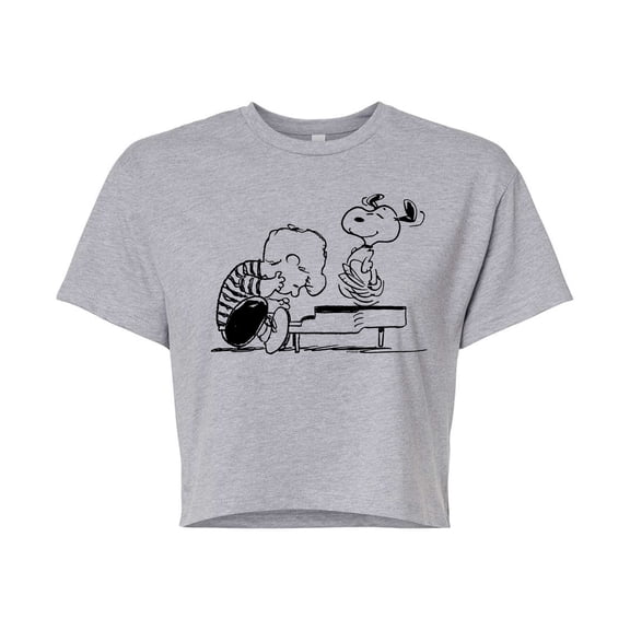 Peanuts - Schroeder Snoopy - Juniors Cropped Cotton Blend T-Shirt