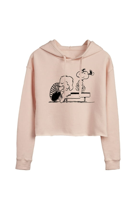 - Schroeder Snoopy - Juniors Cropped Pullover Hoodie