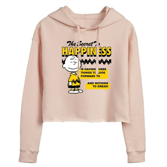 Peanuts - Secret To Happiness - Juniors Cropped Pullover Hoodie