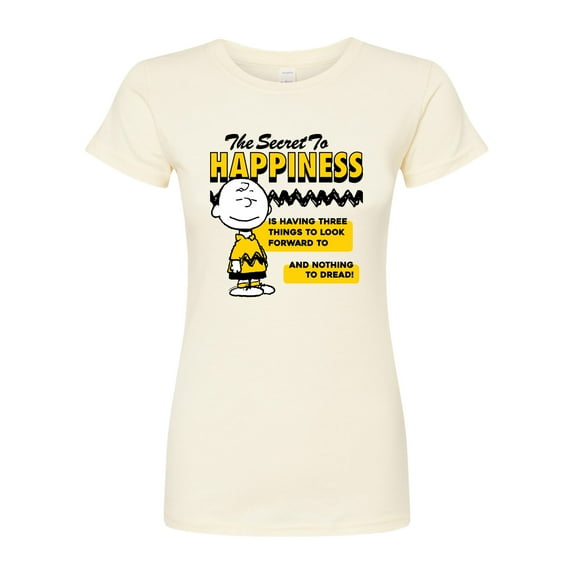 Peanuts - Secret To Happiness - Juniors Fitted Graphic T-Shirt