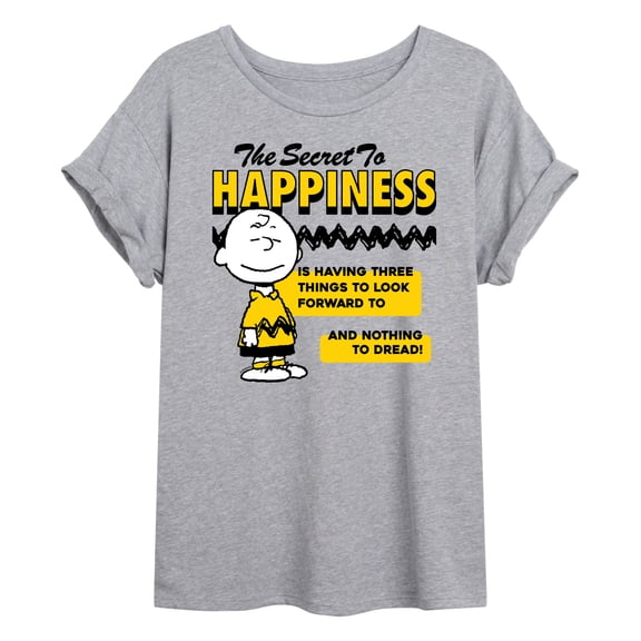 Peanuts - Secret To Happiness - Juniors Ideal Flowy Muscle T-Shirt