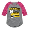 thumbnail image 1 of Peanuts - Secret To Happiness - Toddler & Youth Girls Raglan Graphic T-Shirt, 1 of 6
