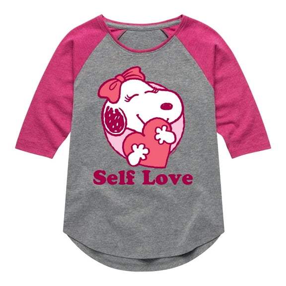 Peanuts - Self Love Belle - Toddler and Youth Girls Shirt Tail Raglan Graphic T-Shirt