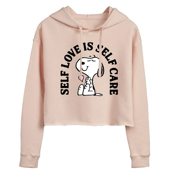Peanuts - Self Love Is Self Care - Juniors Cropped Pullover Hoodie