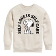 thumbnail image 1 of Peanuts - Self Love Is Self Care - Toddler & Youth Crewneck Fleece Sweatshirt, 1 of 6