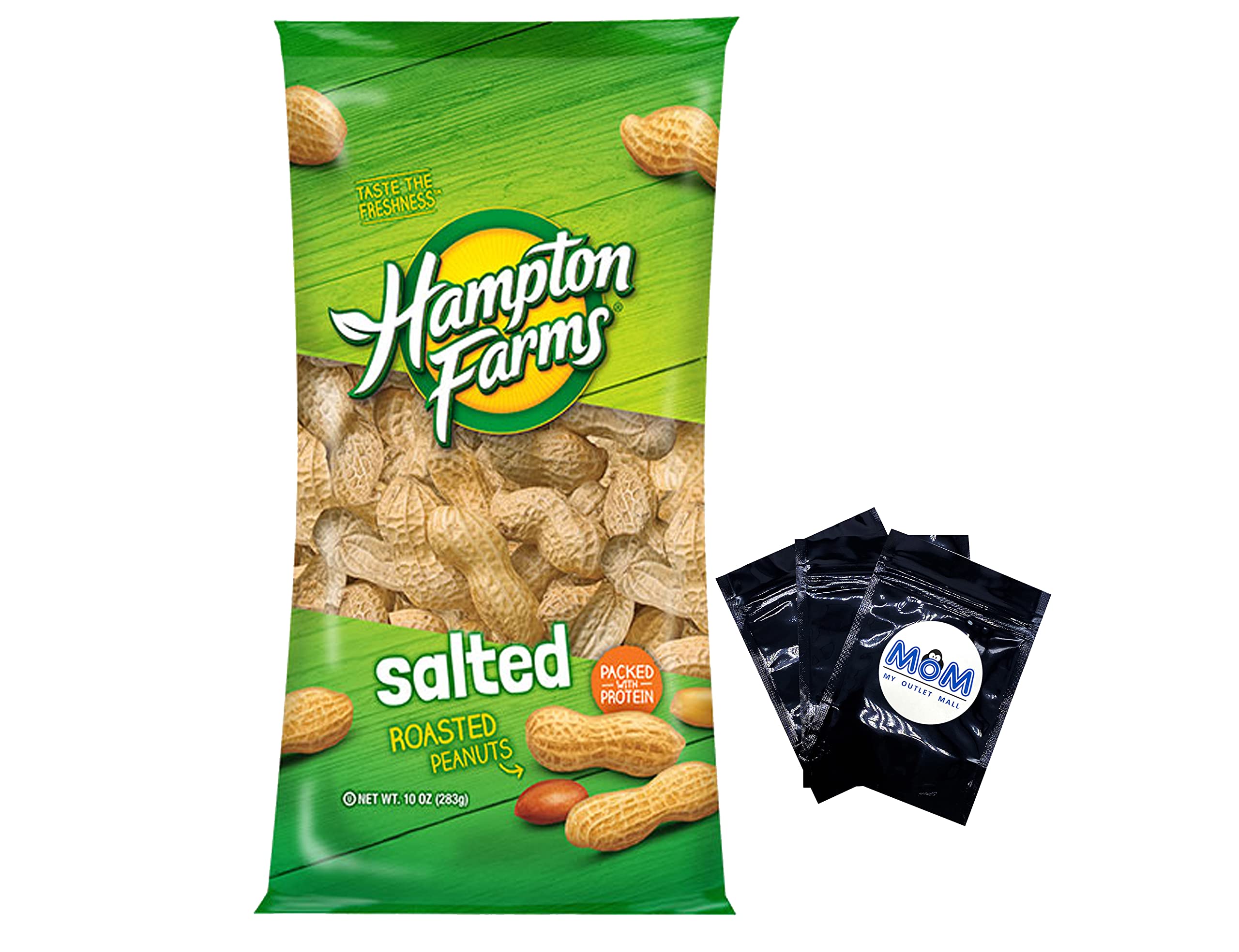 Peanuts in Shell Roasted JMS2 and Salted (1 Pack) 10 oz Bag Hampton