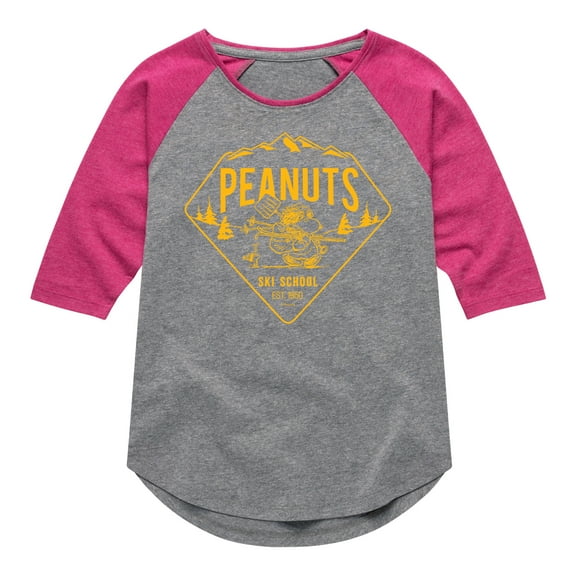 Peanuts - Ski School - Toddler & Youth Girls Raglan Graphic T-Shirt