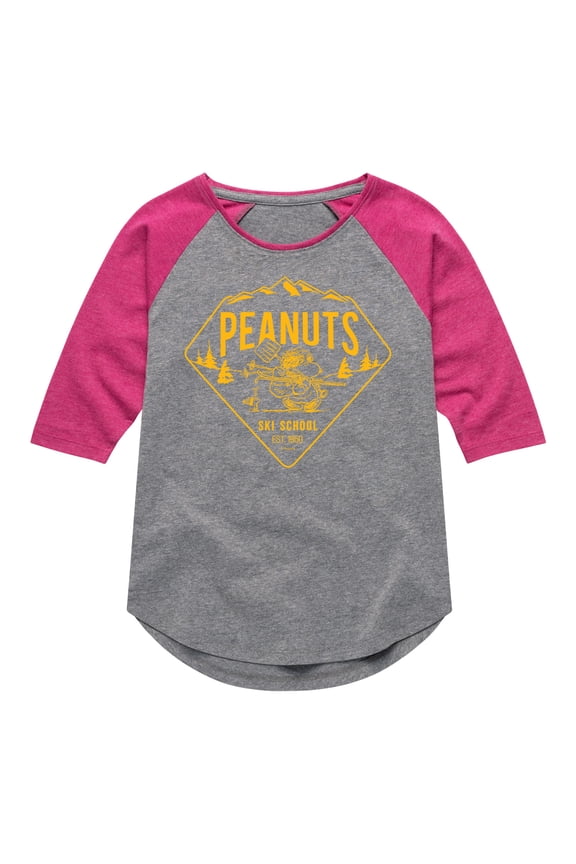- Ski School - Toddler & Youth Girls Raglan Graphic T-Shirt