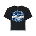 thumbnail image 1 of Peanuts - Ski Shop - Juniors Cropped Cotton Blend T-Shirt, 1 of 6