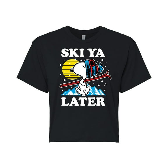Peanuts - Ski Ya Later - Juniors Cropped Cotton Blend T-Shirt
