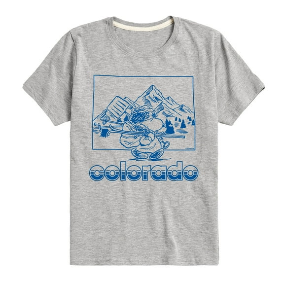 Peanuts - Skiing Snoopy Colorado -Toddler And Youth Short Sleeve Graphic T-Shirt