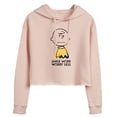 thumbnail image 1 of Peanuts - Smile More Worry Less - Juniors Cropped Pullover Hoodie, 1 of 6