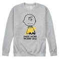thumbnail image 1 of Peanuts - Smile More Worry Less - Men's Crew Neck Fleece Pullover, 1 of 6