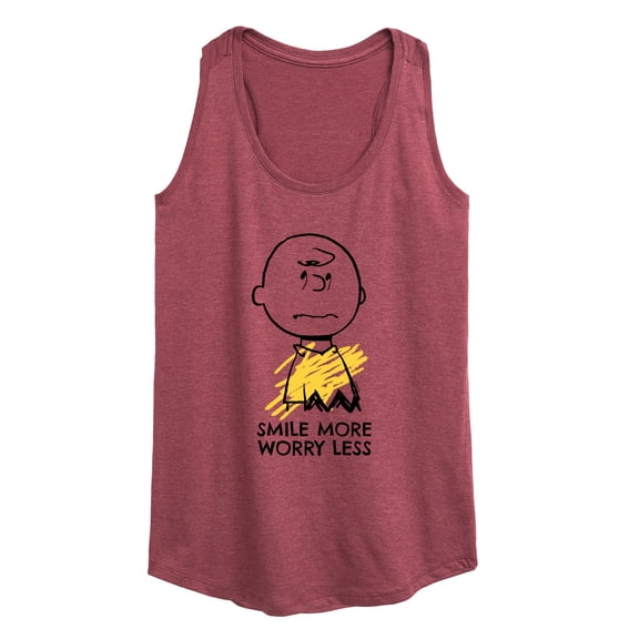 Peanuts - Smile More Worry Less - Women's Racerback Tank Top