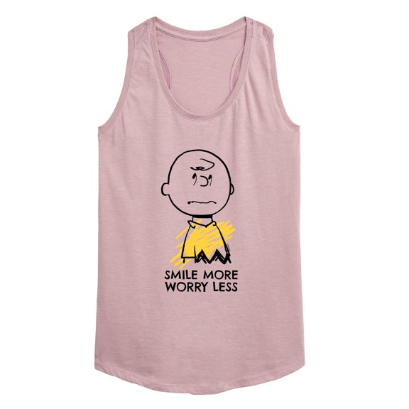 Peanuts - Smile More Worry Less - Women's Racerback Tank Top