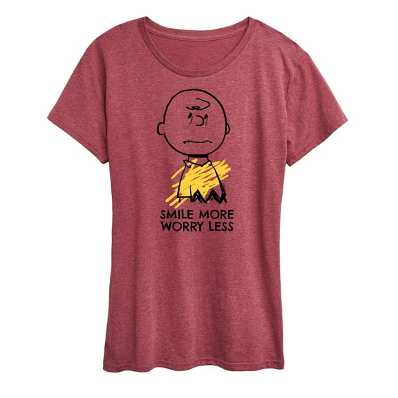 Peanuts - Smile More Worry Less - Women's Short Sleeve Graphic T-Shirt