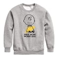 thumbnail image 1 of Peanuts - Smile More Worry Less - Youth Crewneck Sweatshirt, 1 of 6