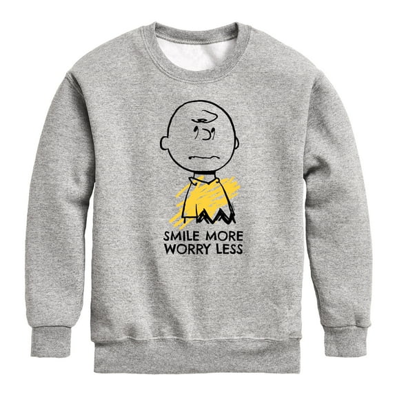 Peanuts - Smile More Worry Less - Youth Crewneck Sweatshirt